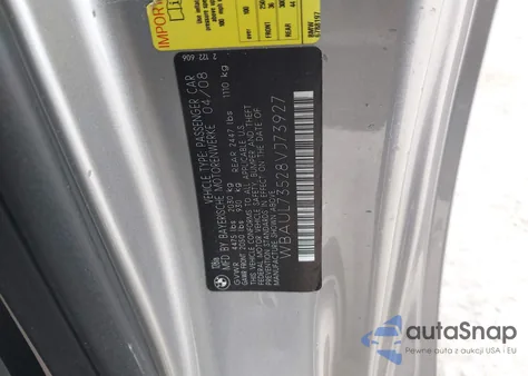 2008 BMW 128I from USA, damaged, VIN WBAUL73528VJ73927